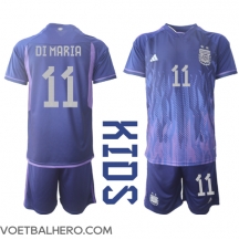 Argentinië Angel Di Maria #11 Uit tenue Kids WK 2022 Korte Mouwen (+ broek)