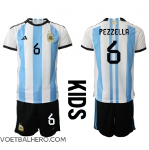 Argentinië German Pezzella #6 Thuis tenue Kids WK 2022 Korte Mouwen (+ broek)