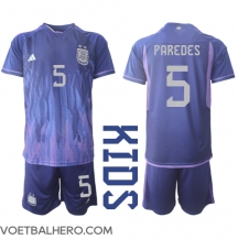 Argentinië Leandro Paredes #5 Uit tenue Kids WK 2022 Korte Mouwen (+ broek)
