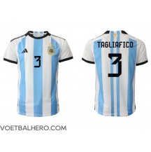Argentinië Nicolas Tagliafico #3 Thuis tenue WK 2022 Korte Mouwen