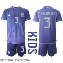 Argentinië Nicolas Tagliafico #3 Uit tenue Kids WK 2022 Korte Mouwen (+ broek)