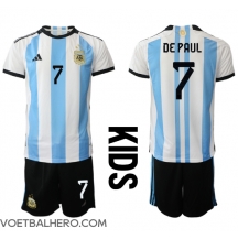Argentinië Rodrigo de Paul #7 Thuis tenue Kids WK 2022 Korte Mouwen (+ broek)