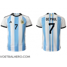 Argentinië Rodrigo de Paul #7 Thuis tenue WK 2022 Korte Mouwen