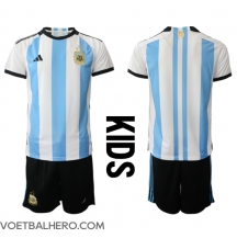 Argentinië Thuis tenue Kids WK 2022 Korte Mouwen (+ broek)