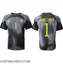 Brazilië Alisson Becker #1 Keeper Thuis tenue WK 2022 Korte Mouwen