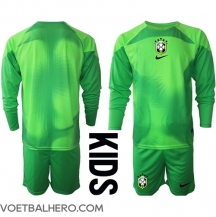 Brazilië Keeper Uit tenue Kids WK 2022 Lange Mouwen (+ broek)
