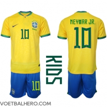 Brazilië Neymar Jr #10 Thuis tenue Kids WK 2022 Korte Mouwen (+ broek)