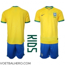 Brazilië Thuis tenue Kids WK 2022 Korte Mouwen (+ broek)