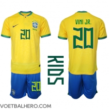 Brazilië Vinicius Junior #20 Thuis tenue Kids WK 2022 Korte Mouwen (+ broek)