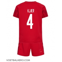 Denemarken Simon Kjaer #4 Thuis tenue Kids WK 2022 Korte Mouwen (+ broek)