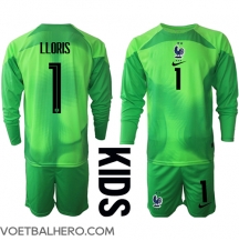 Frankrijk Hugo Lloris #1 Keeper Uit tenue Kids WK 2022 Lange Mouwen (+ broek)