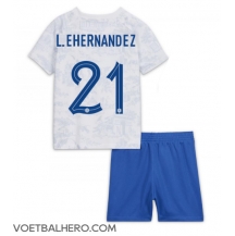 Frankrijk Lucas Hernandez #21 Uit tenue Kids WK 2022 Korte Mouwen (+ broek)