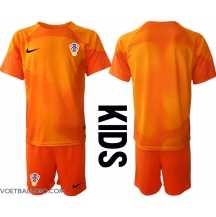Kroatië Keeper Uit tenue Kids WK 2022 Korte Mouwen (+ broek)
