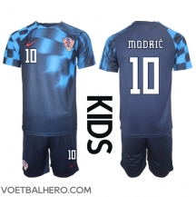 Kroatië Luka Modric #10 Uit tenue Kids WK 2022 Korte Mouwen (+ broek)