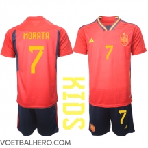 Spanje Alvaro Morata #7 Thuis tenue Kids WK 2022 Korte Mouwen (+ broek)
