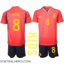 Spanje Koke #8 Thuis tenue Kids WK 2022 Korte Mouwen (+ broek)